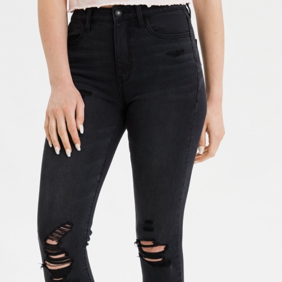 American Eagle Outfitters Denim - AMERICAN EAGLE BLACK SUPER SUPER STRETCH JEGGING